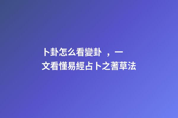 卜卦怎么看變卦，一文看懂易經占卜之蓍草法